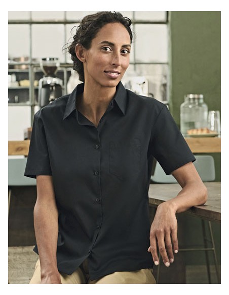 RUS-0R935F0-Ladies' Short Sleeve Classic Polycotton Poplin Shirt 2